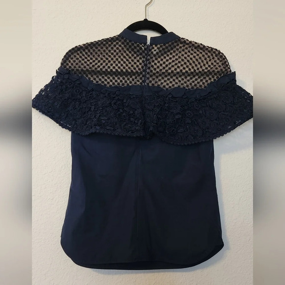 SELF-PORTRAIT Navy Blue Blouse - Picture 12 of 13